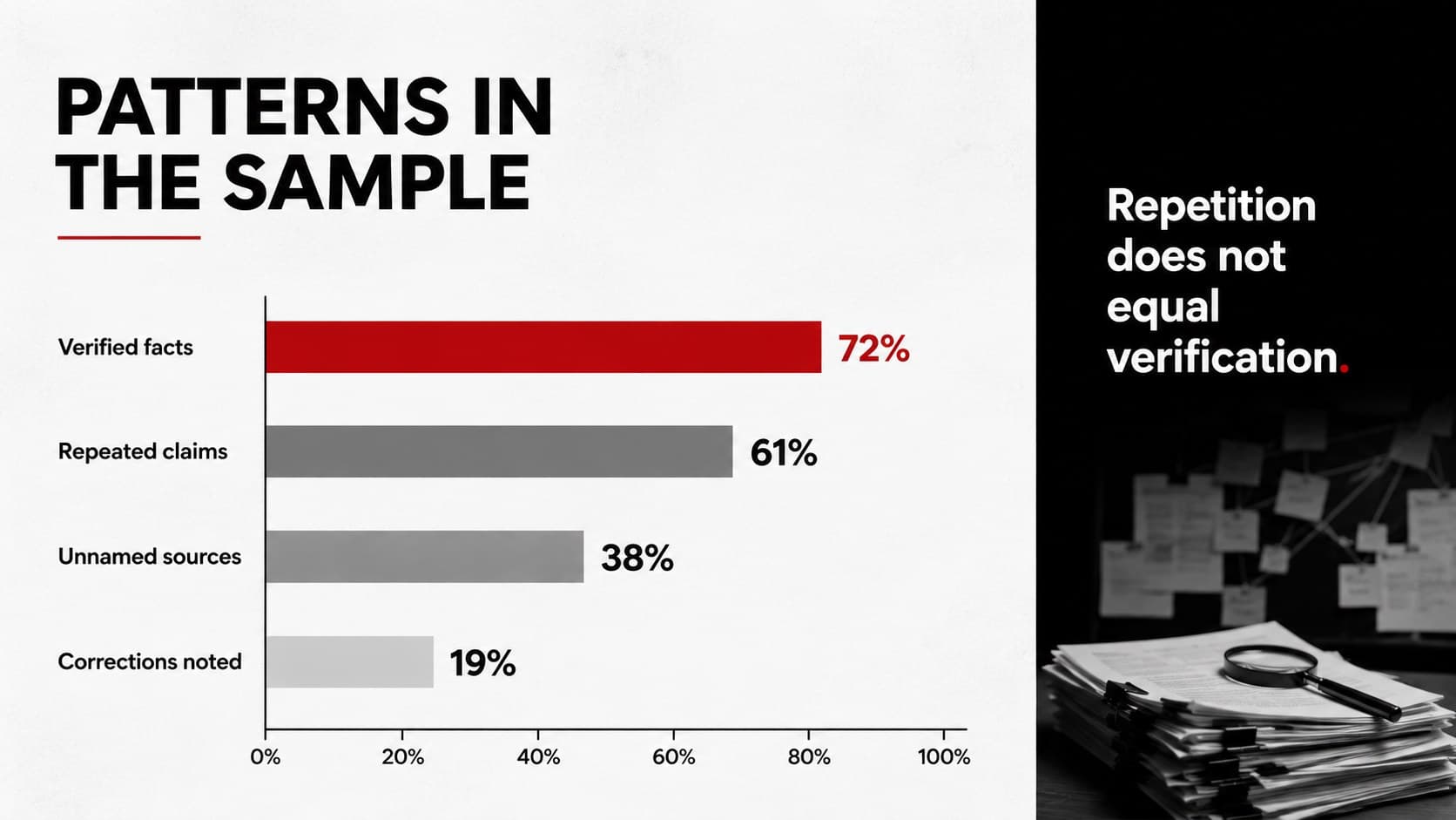 Academic true crime slide presenting research findings in a red and monochrome bar chart.