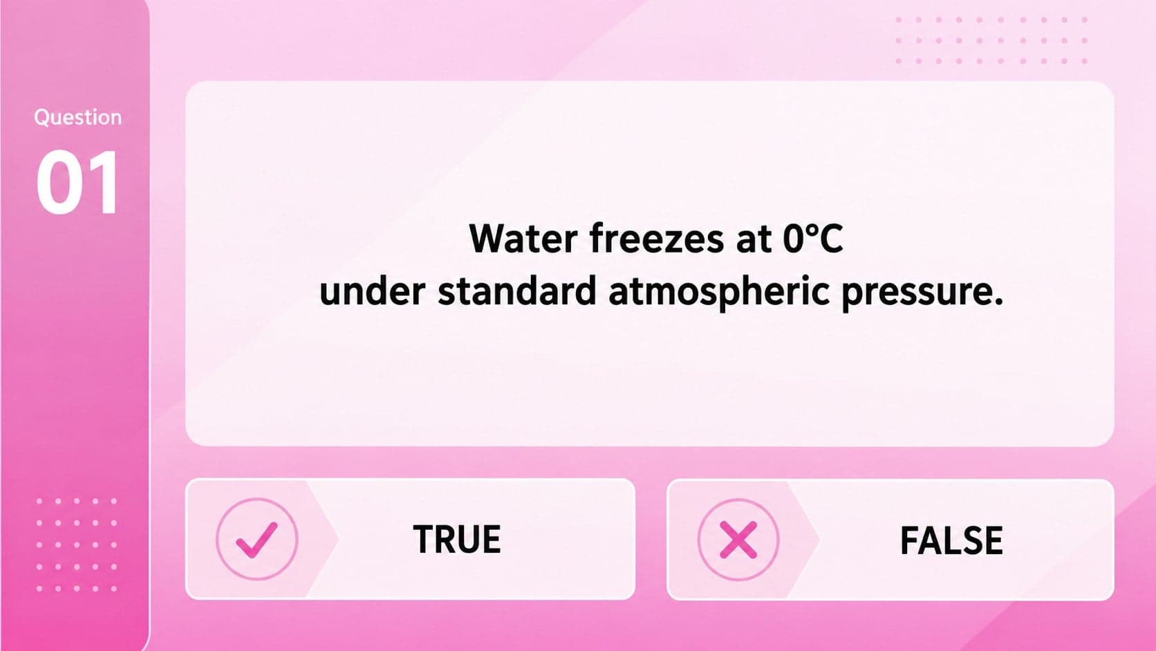 Editable classroom true or false game question slide asking learners to evaluate a science statement.