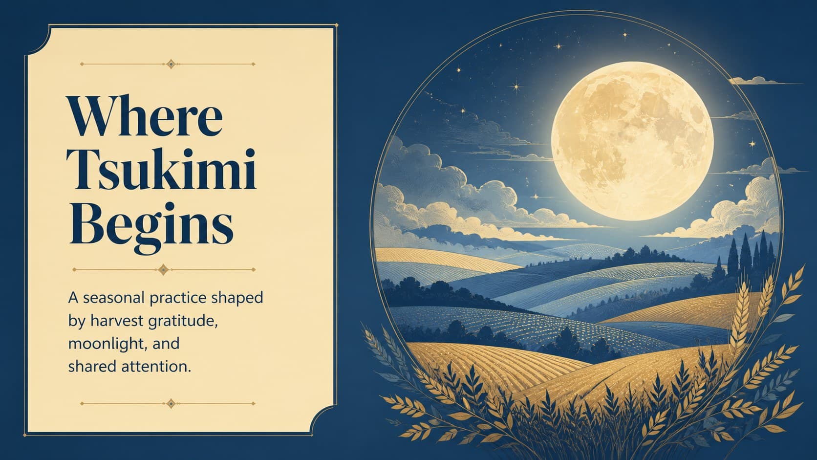 Context slide explaining the origins of Tsukimi and the Japanese moon-viewing tradition.