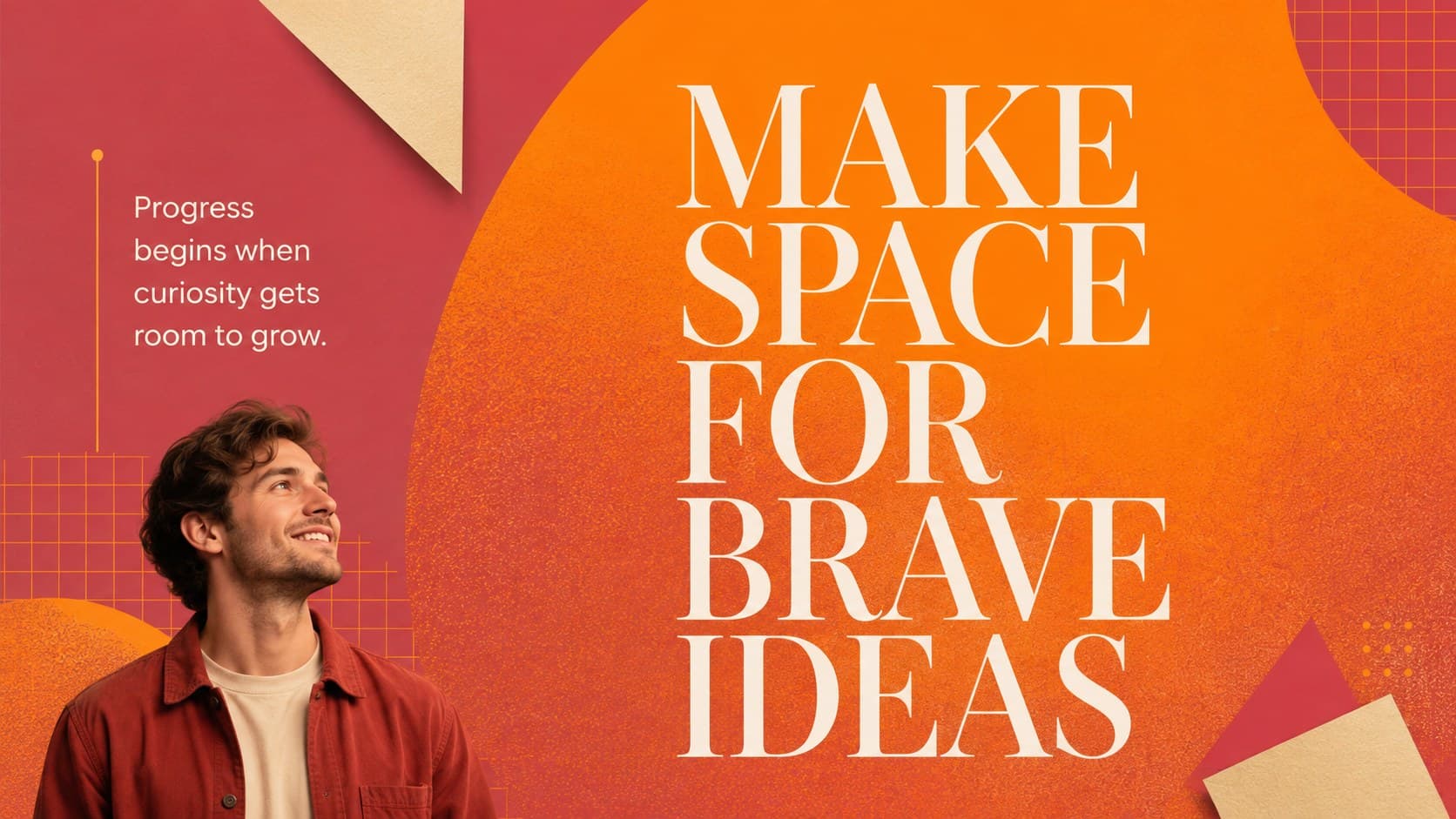 Bold typography affirmation slide from an uplifting quote wall art set encouraging brave ideas.