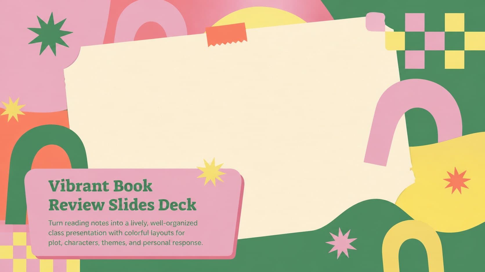 Vibrant Book Review Slides Deck preview