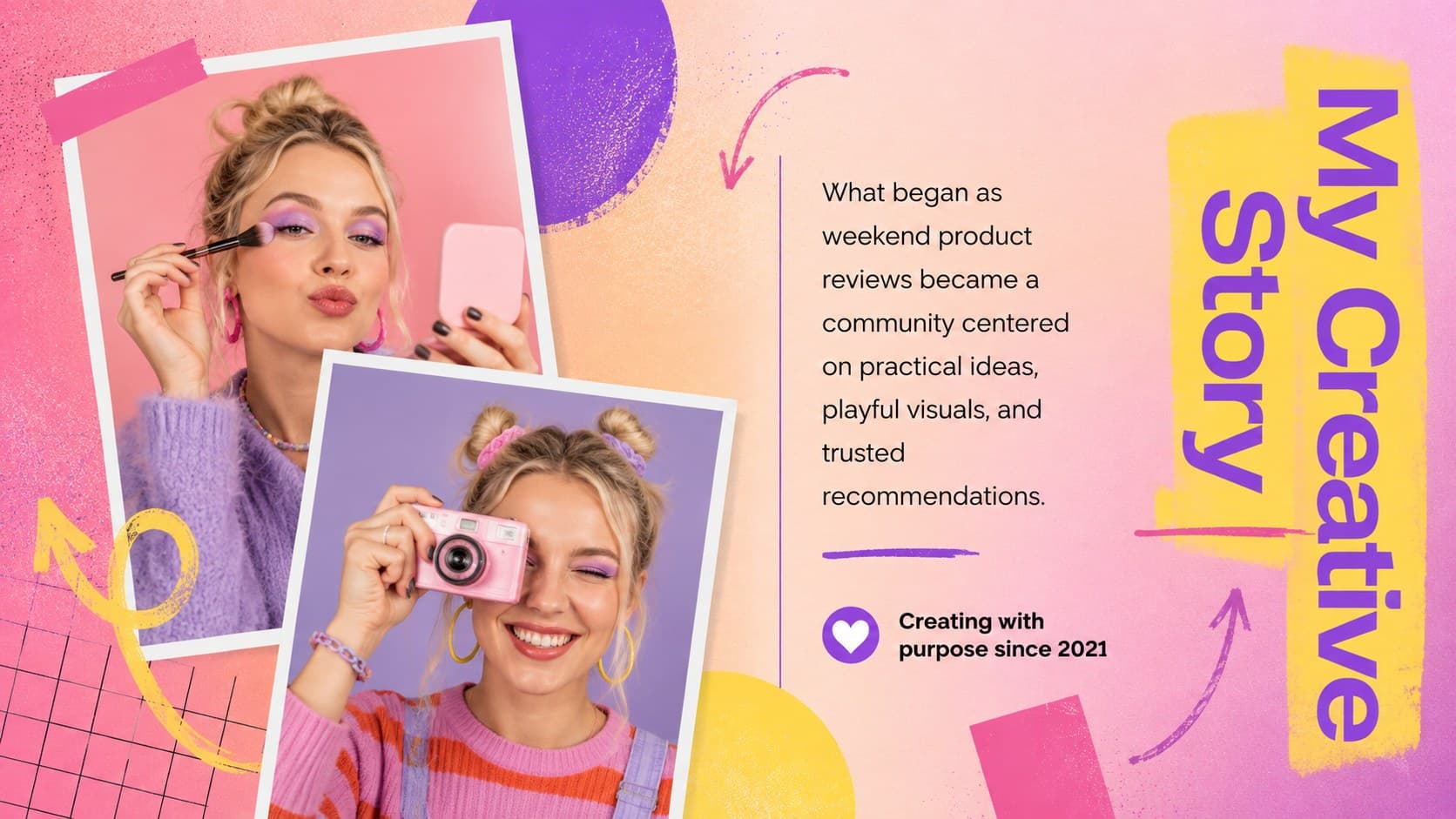 Personal story page in a bold content creator campaign portfolio.