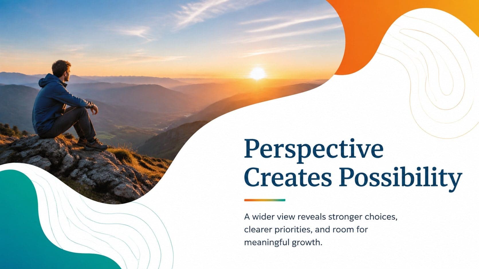Scenic statement slide using open-sky photography to introduce a business vision.