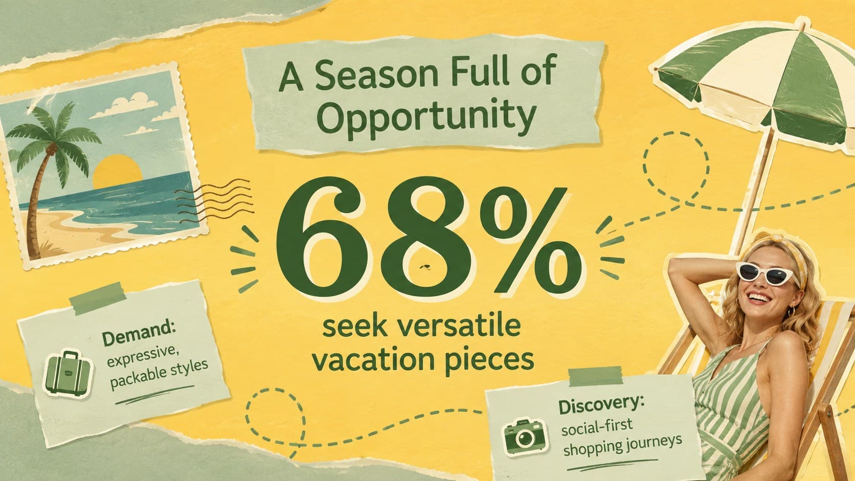 Beachwear business opportunity slide highlighting demand, growth, and customer discovery trends.