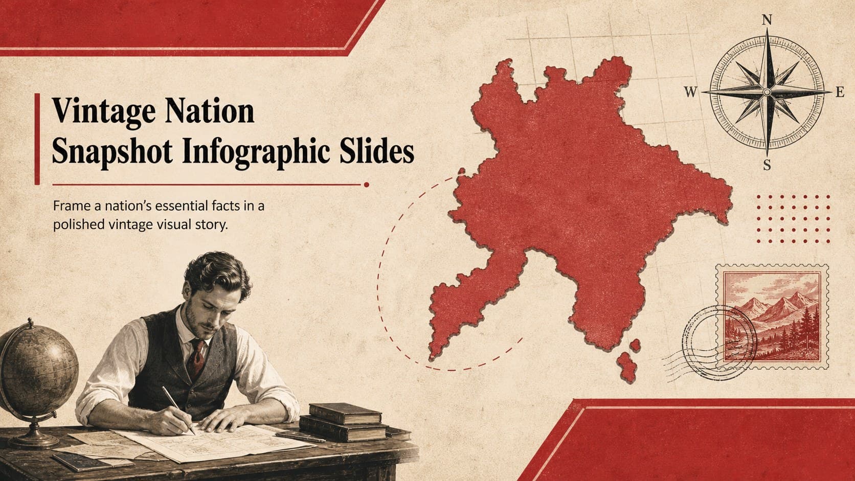 Vintage Nation Snapshot Infographic Slides preview