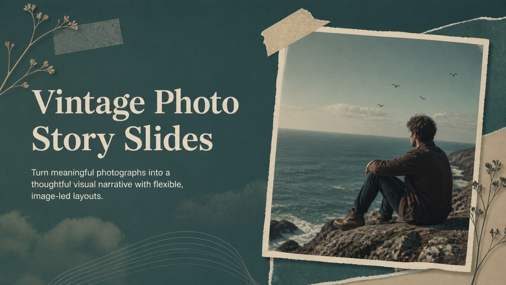Cover for Vintage Photo Story Slides with an atmospheric photograph and understated editorial typography.