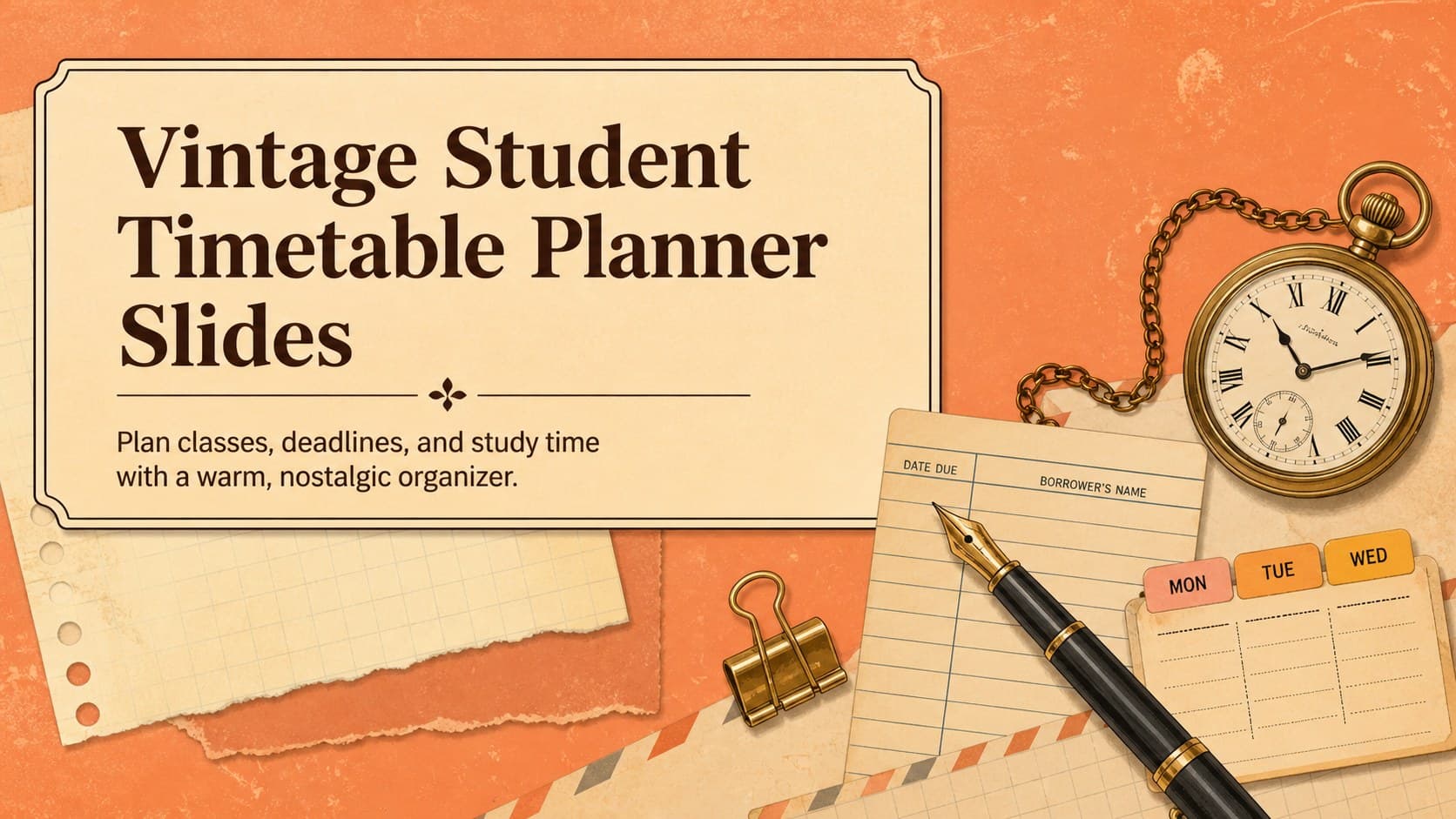 Vintage Student Timetable Planner Slides preview