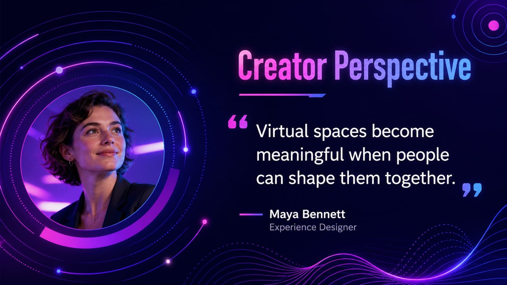Interview quote layout for a future technology newsletter presentation.