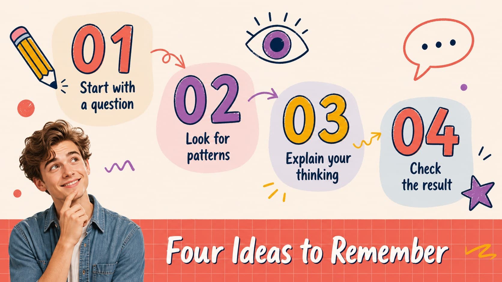 Infographic slide highlighting four memorable facts for a visual classroom lesson.