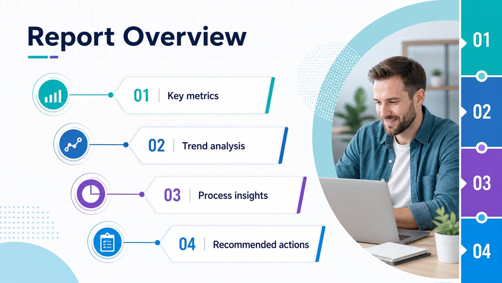 Agenda slide outlining the sections of a professional data visualization presentation.