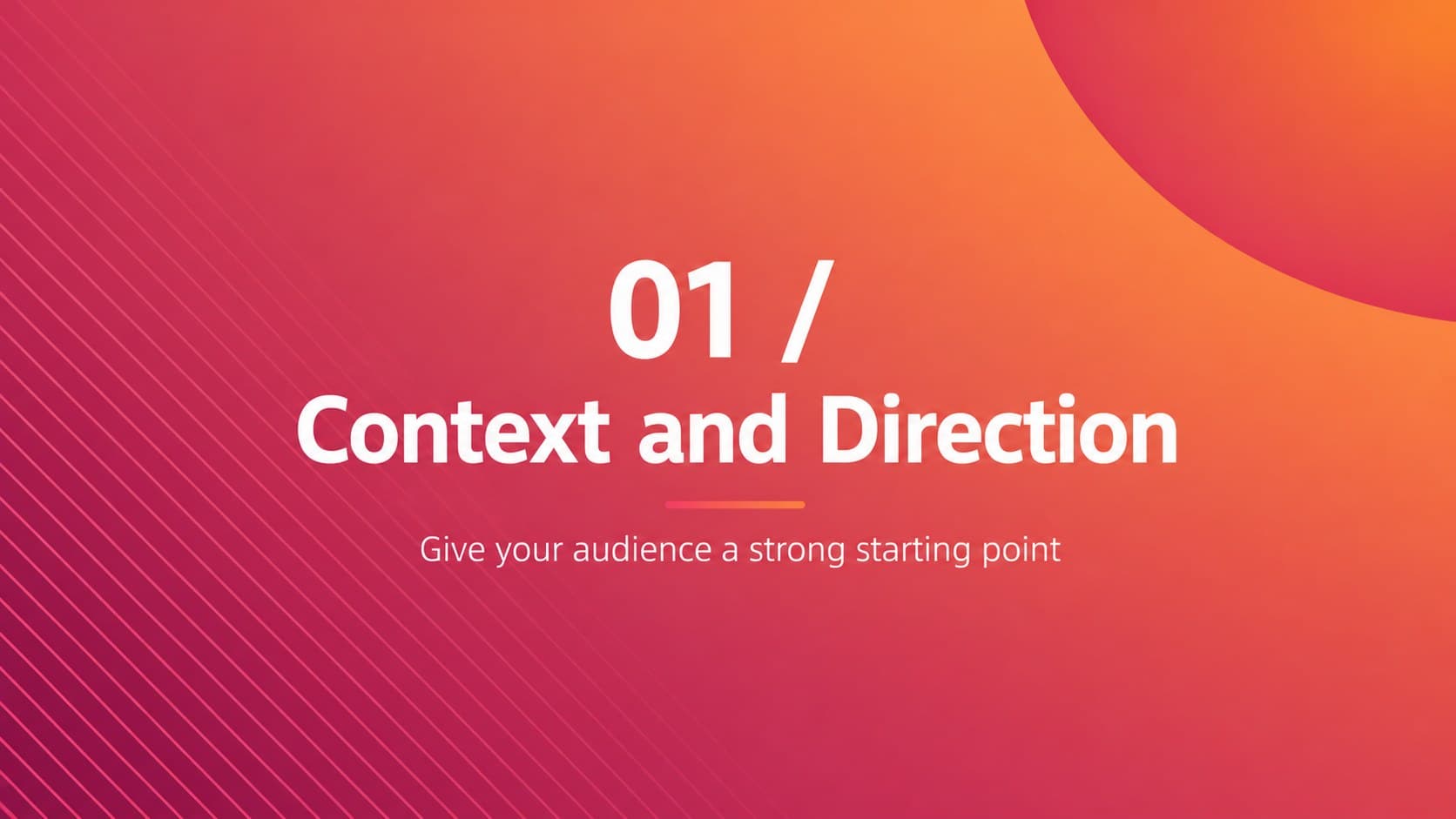 Section divider introducing an abstract red business presentation with warm flowing shapes.