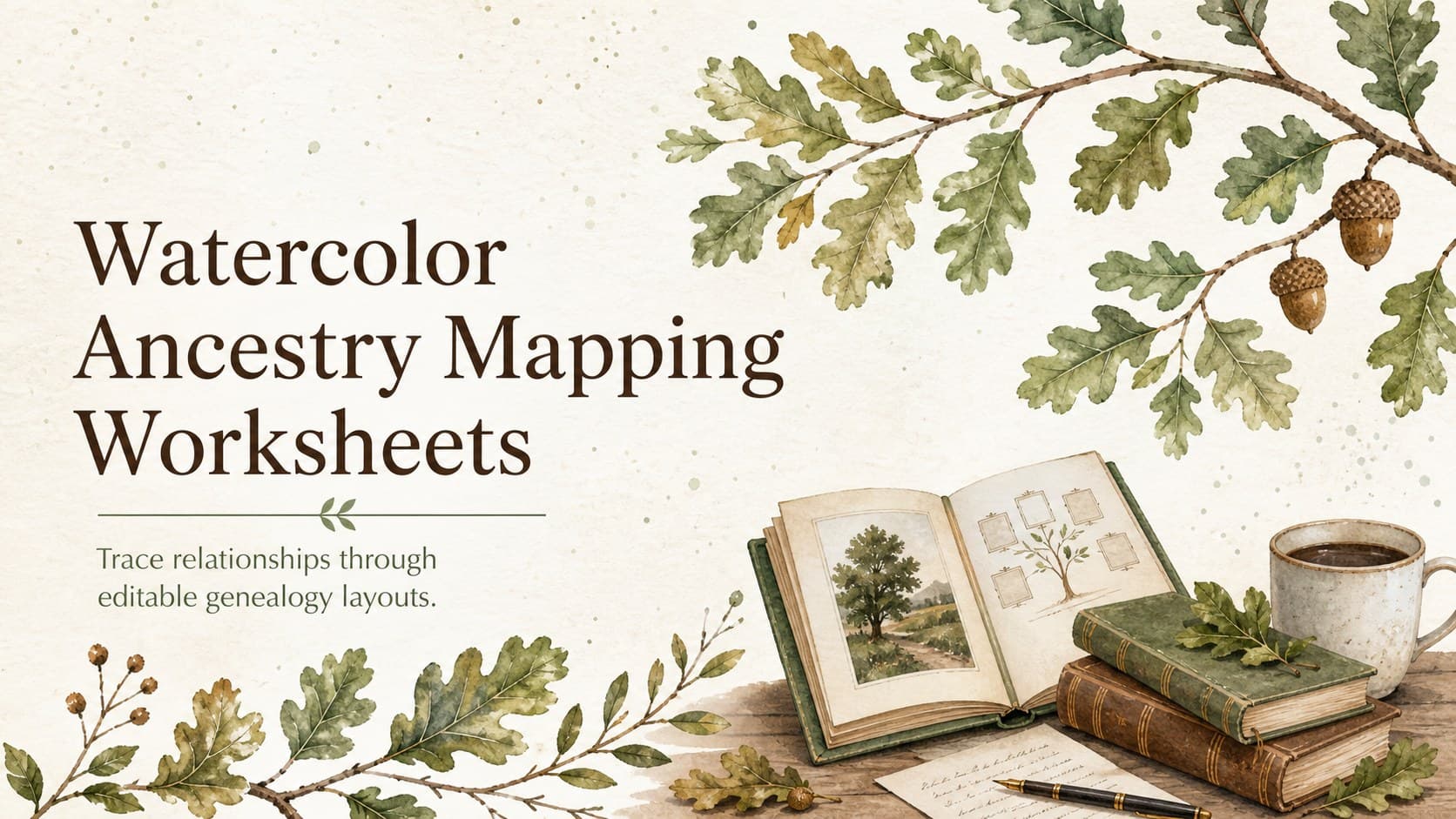 Watercolor Ancestry Mapping Worksheets preview