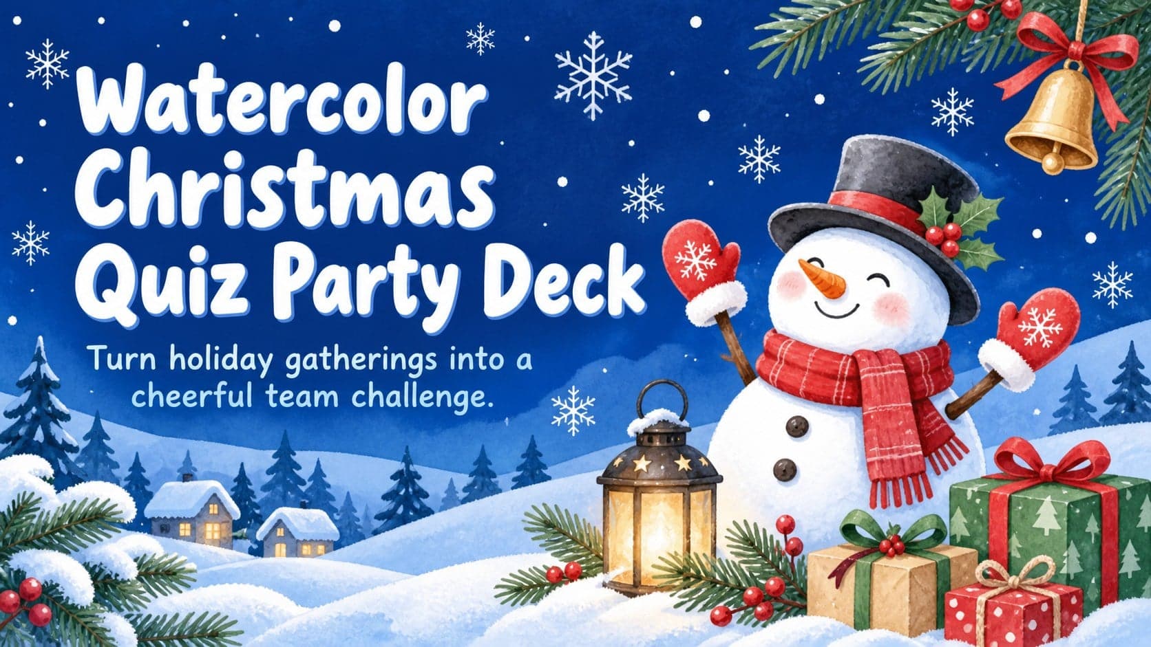 Watercolor Christmas Quiz Party Deck preview