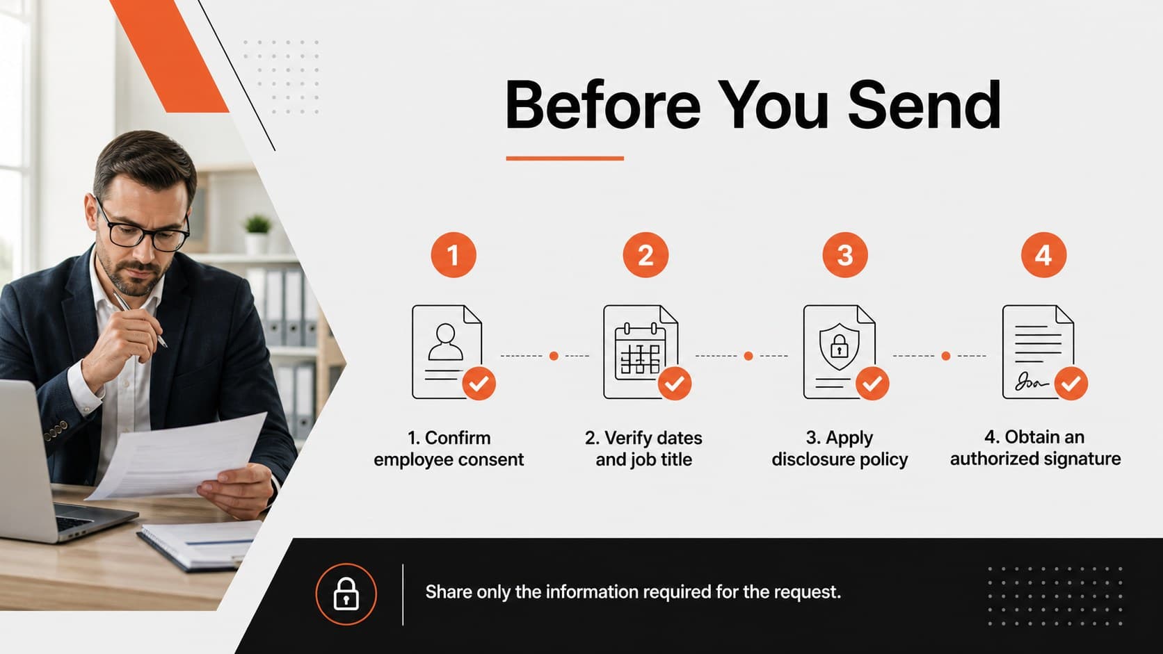 HR request checklist for completing a work status confirmation letter accurately and securely.