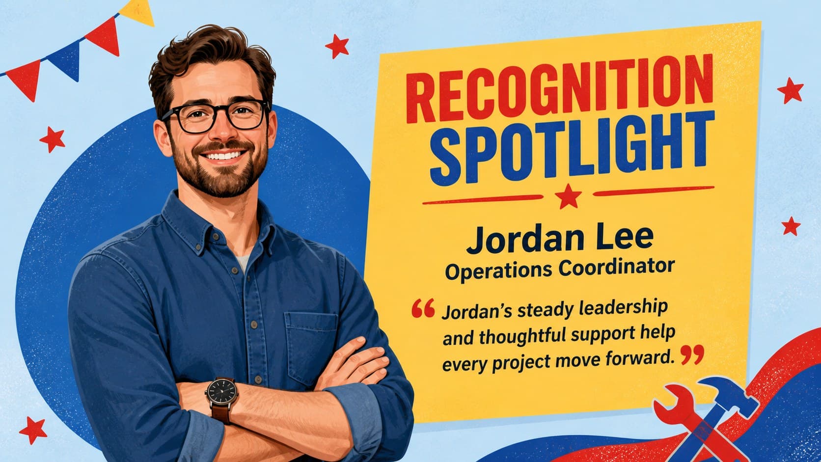 Labor Day employee tribute slide with an original worker portrait and editable appreciation quote.