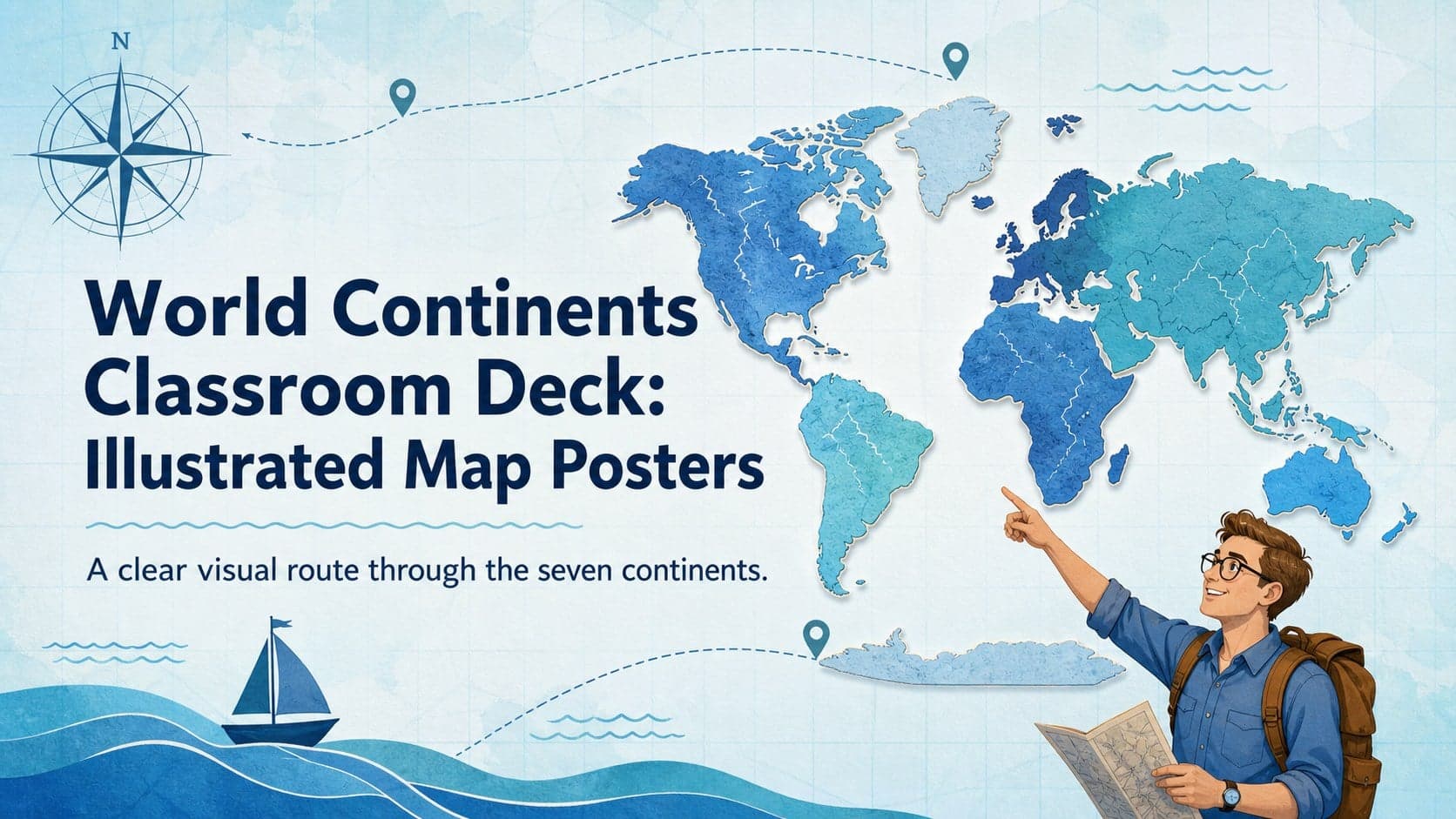 World Continents Classroom Deck: Illustrated Map Posters preview