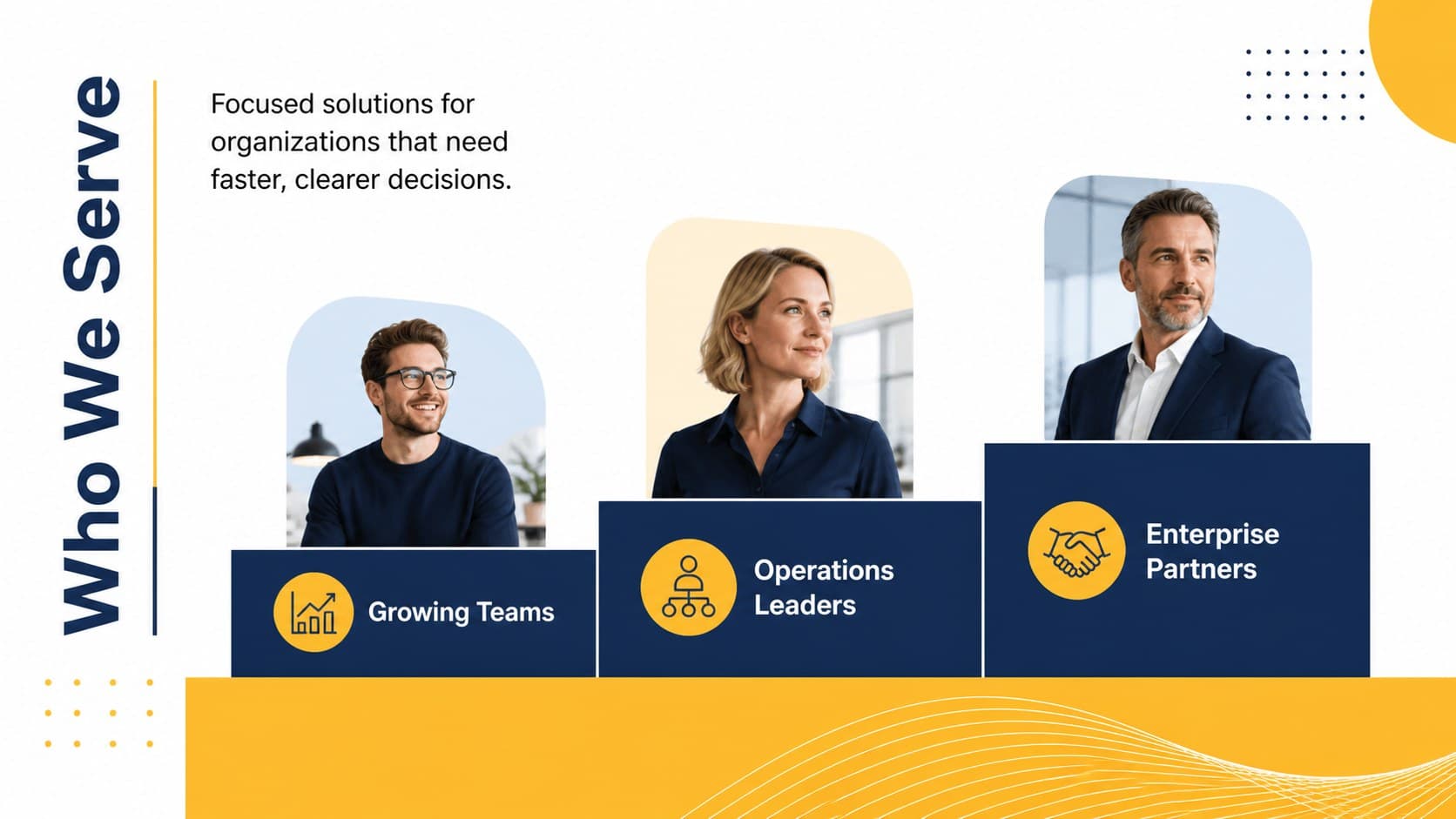 Customer segment slide with three audience profiles in an editable startup funding slide template.