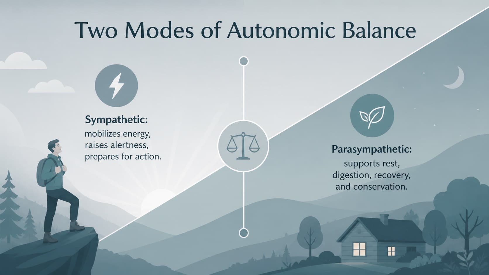 Autonomic balance comparison slide showing sympathetic and parasympathetic responses.